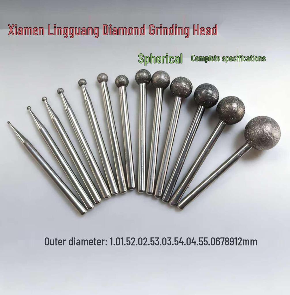 Diamond 3mm Shank Spherical Grinding Head for Jade Carving & Metal Mold Processing