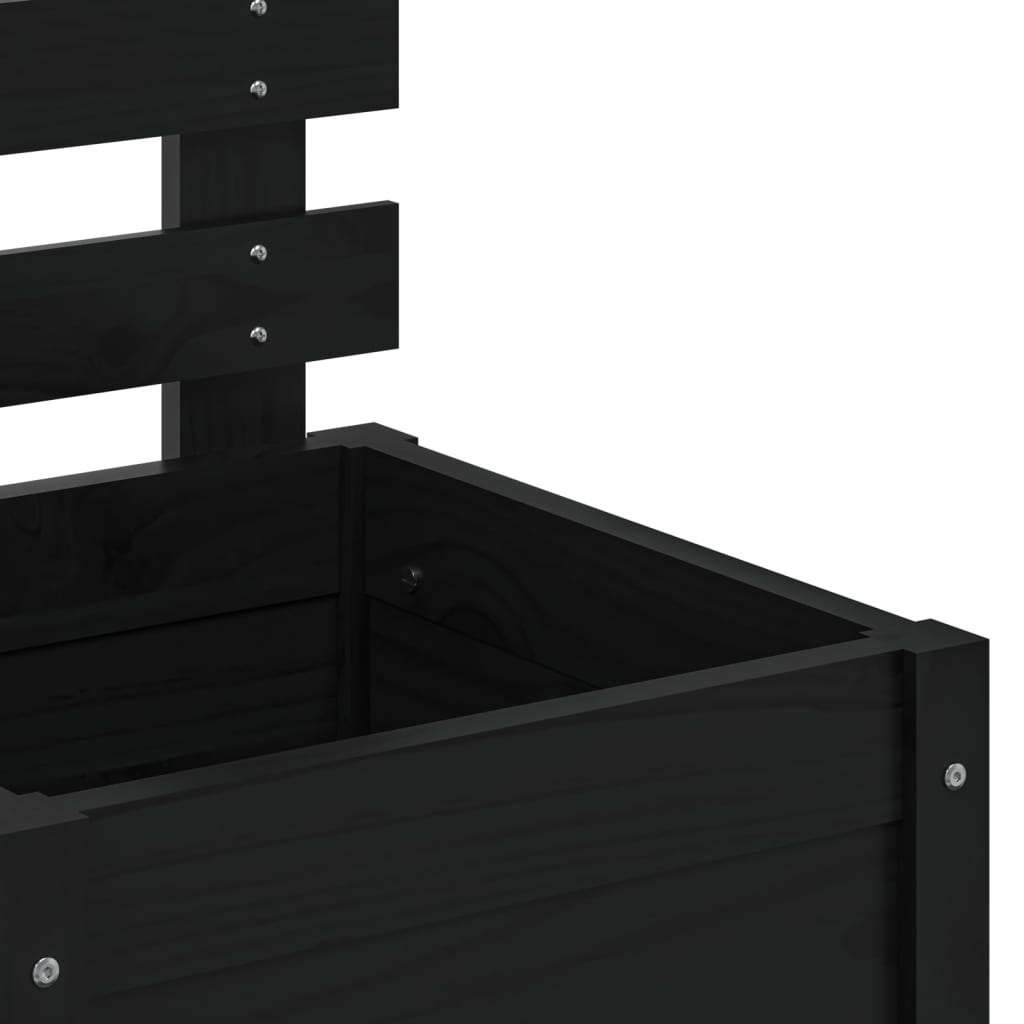 Planter with Trellis Black 39x39.5x114 Cm Solid Pine Wood