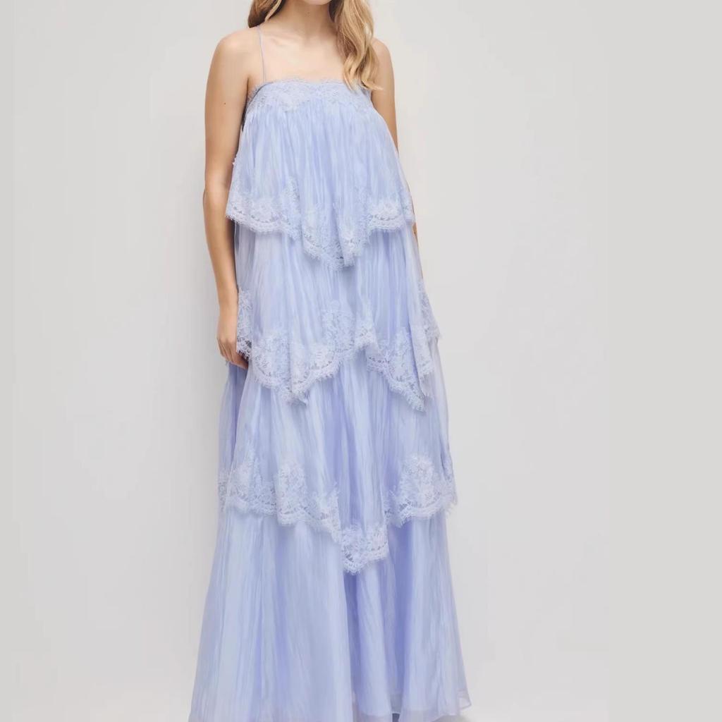 Strapless Lace Patchwork Layered Camisole Dress for Spring/Summer