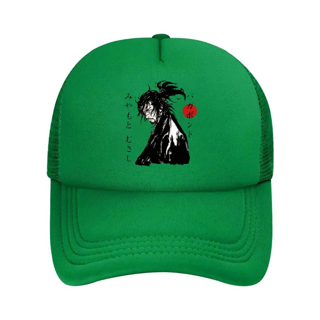 Japanese Samurai Anime Portrait Red Sun Graphic Mesh Baseball Cap For Womens Unisex FeUnisex Beach Dad Hat Hip Hop