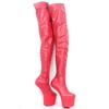 Fashion 20cm Hoof Heelless Women Thigh High Boots,Fetish Platform Bootas,Round Toe,Side Zipper Over-the-Knee Men Pole Dancing Shoes,