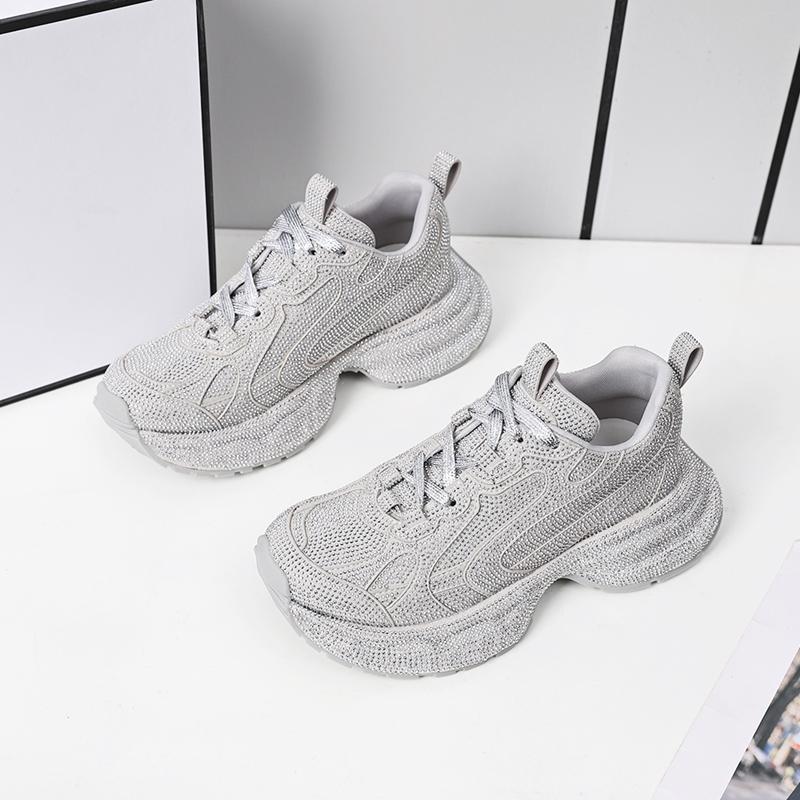 Fashion AIYUQI Women Sneakers Sheepskin 2025 New Rhinestone Rashion Women Flat Casual Shoes Large Size Sneakers For Women
