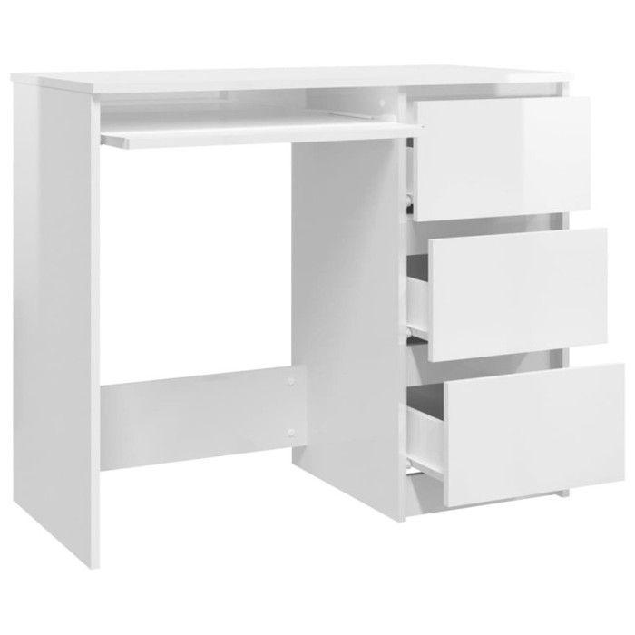 VidaXL Bureau Blanc brillant 90x45x76 cm Aggloméré
