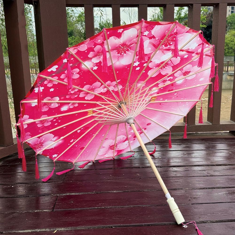 70cm Classical Oil Paper Umbrella Chinese Style Tassel Umbrella Silk Fabric Tassel Umbrella  Girls