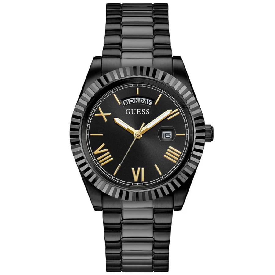 

Классические элегантные мужские аналоговые кварцевые часы с индикацией дня / даты, черным круглым циферблатом и серебристым цветом для подарка на день рождения GW0265G4