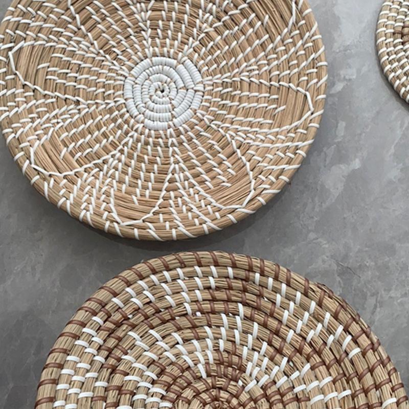 Bohemian Ethnic Circular Wall Decor Homestay Living Room Straw Woven Hanging Woven Background Dekoration