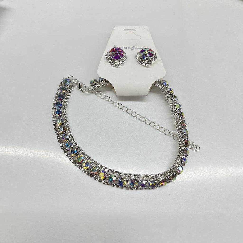 "High-End Luxury Drop Necklace and Earrings Set - European and American Niche Versatile Jewelry"