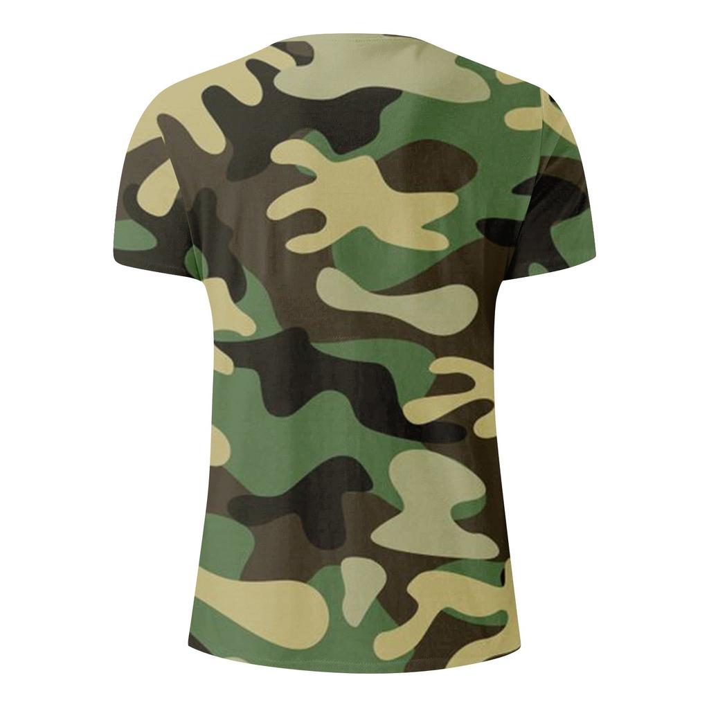 Fashion Men's Short Sleeve Round Neck Printed Top Blouse