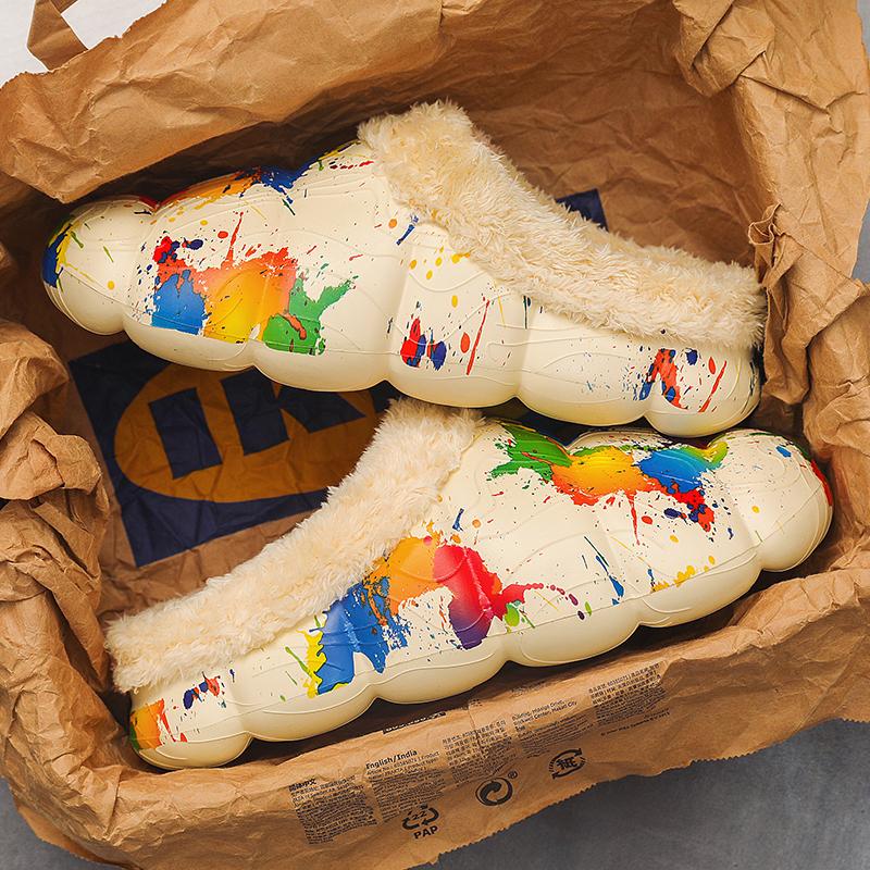 Зимние женские и мужские плюшевые тапочки — фото 3