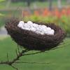 1Set Artificial Birds Nest Toad Vine Woven Fake Eggs Straw Roost Easter Ornaments