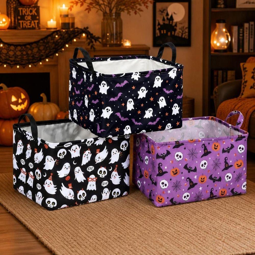Ghost Halloween Storage Basket Pumpkin Sundries Organizer Clothes Storage Box Book Storage