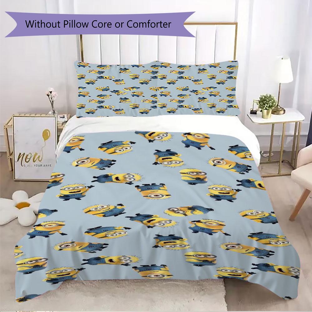 Minions Themed Printed Bedding 3PCS Cute Cartoon Suit For Children Boys Teens Bedroom Home Decoration