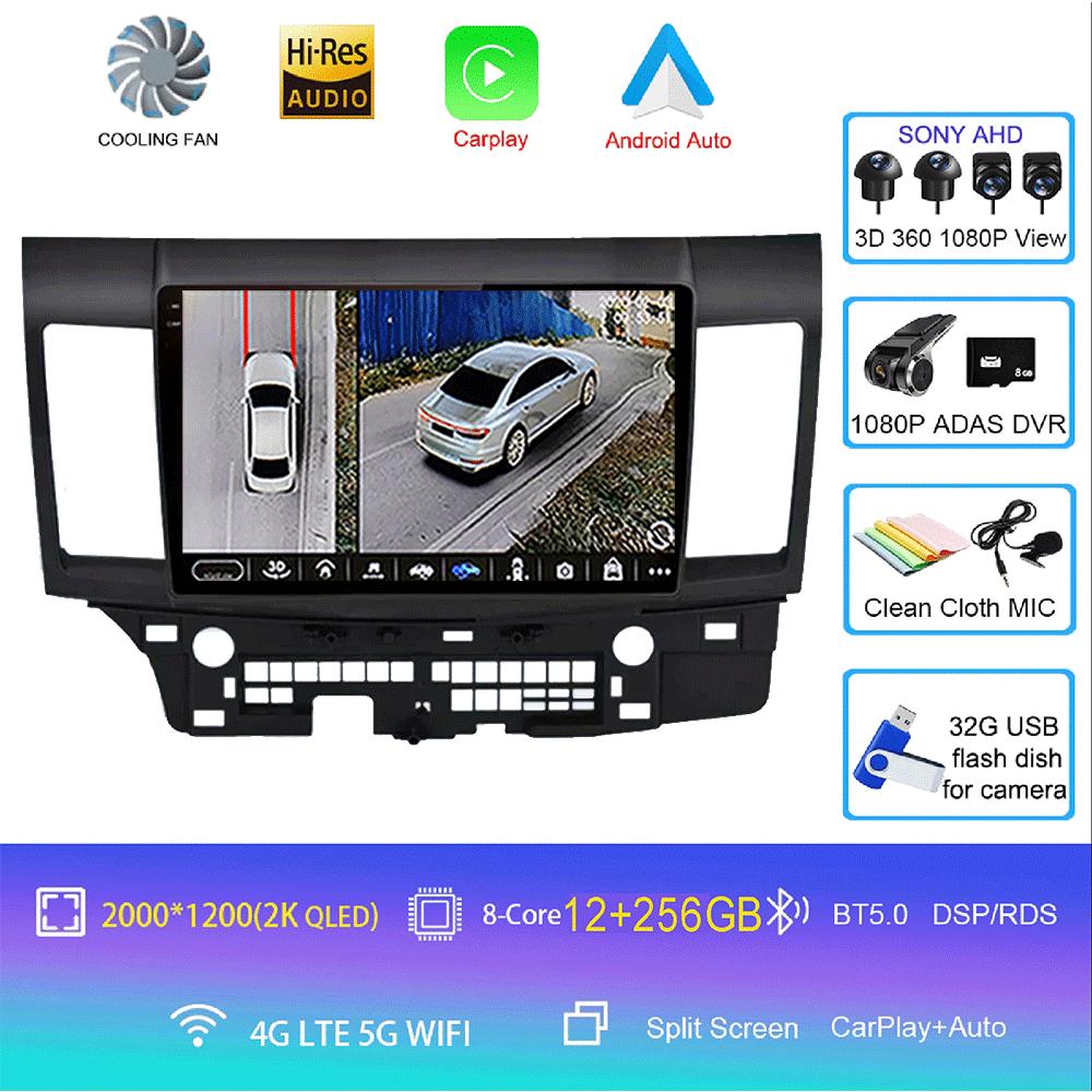 Android 14 For Mitsubishi Lancer 10 CY 2007-2012 10Inch Car Radio Stereo Audio GPS Player Carplay Auto Screen WIFI+4G