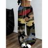 Contrasting Color Camouflage Wide-leg Pants Women's Drawstring Elastic Waist Trousers Street Style Loose and Versatile Casual Trousers