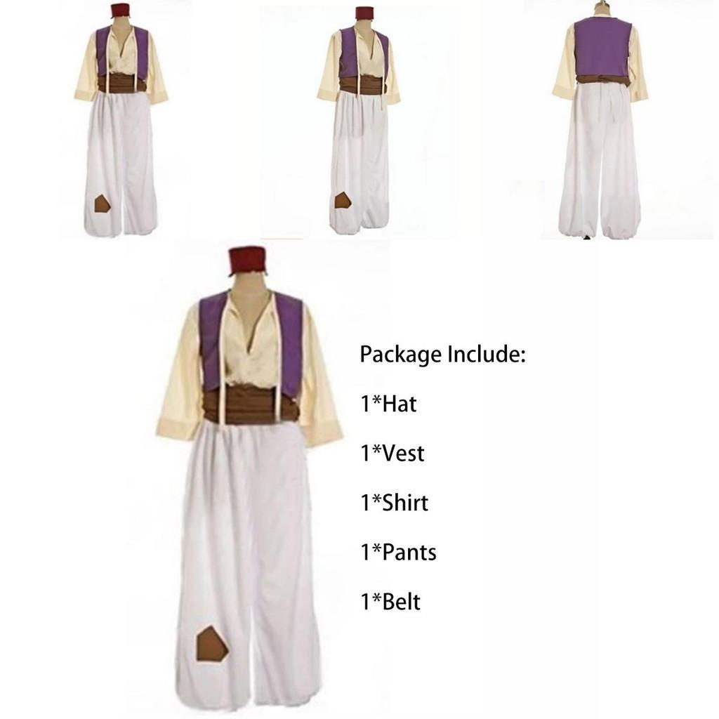 Bezauberndes Herren Erwachsenen Prinz Aladdin Cosplay Kostüm Outfit Mit Elegantem Hut