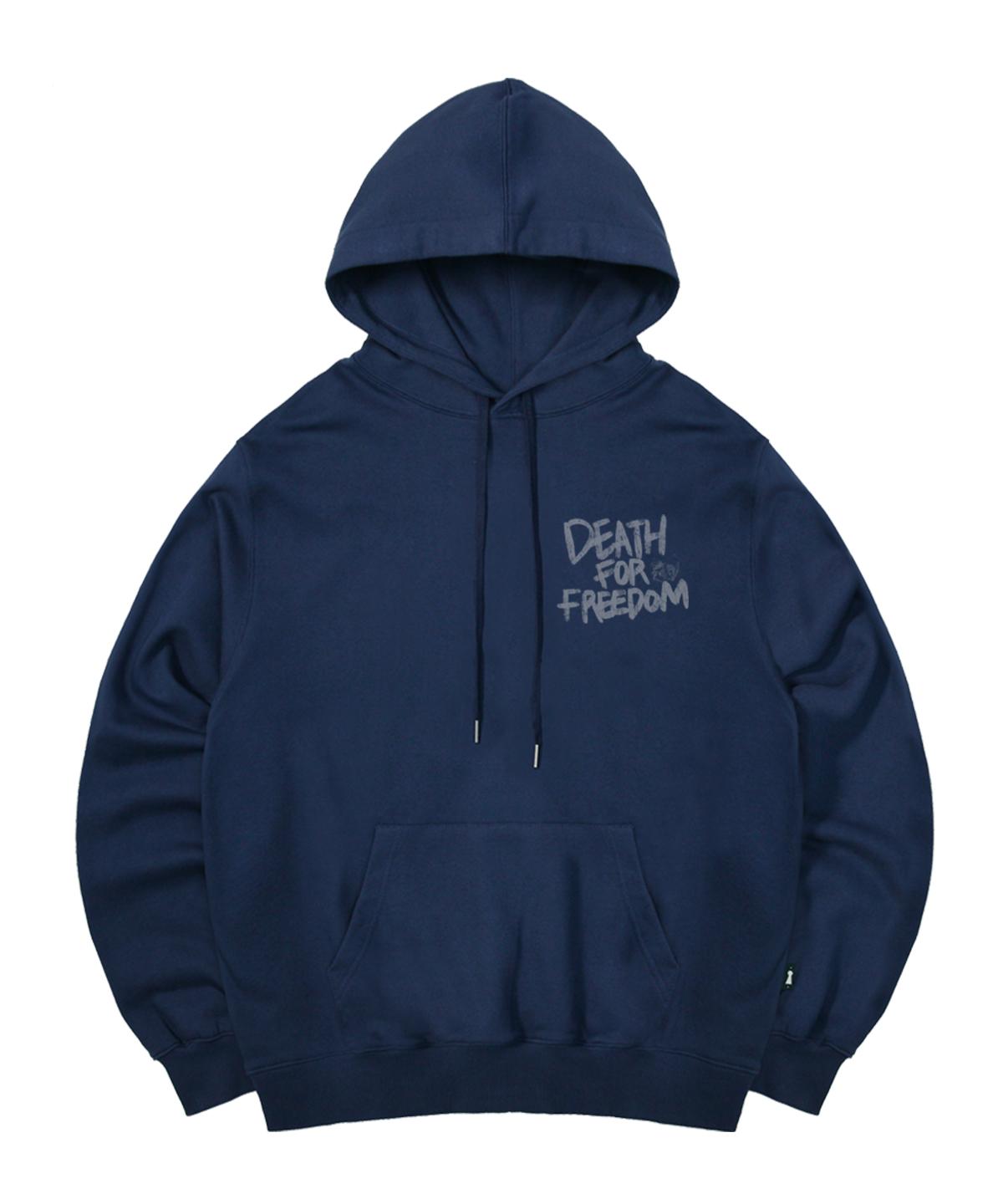 Escape From Death For Freedom Print Hoodie Deep Blue L