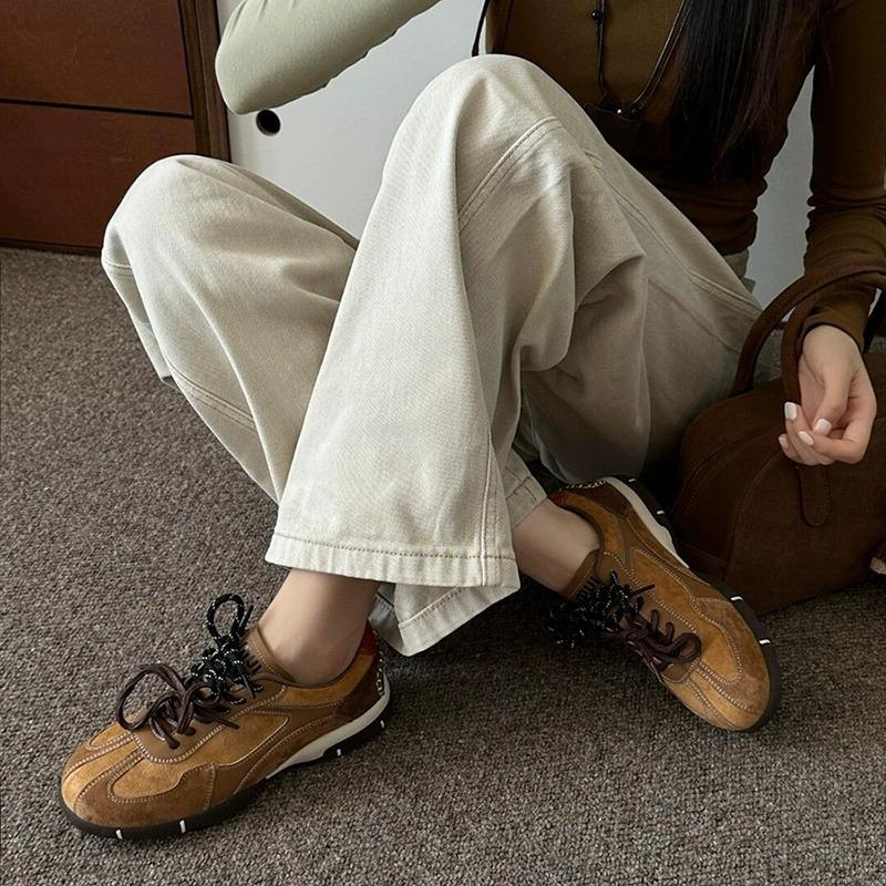 Retro inner height increase women's autumn new leather platform casual sports shoes versatile women