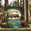 1pc Owl Night Lanterns Throw Blanket Polyester Fiber, Lightweight Flannel, Soft & Warm, All Season Use for Outdoor, Camping Digital Print