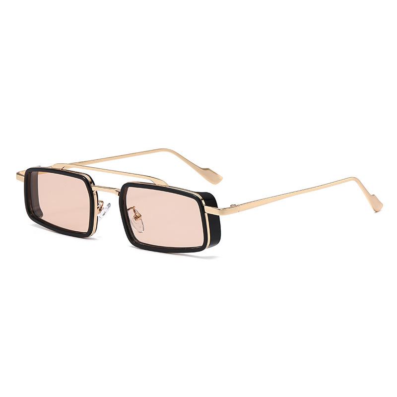 Trendy Metal Double-bar Sunglasses, Fashionable And Business-appropriate Uv-protective Sunglasses, Small Frame Glasses8854X