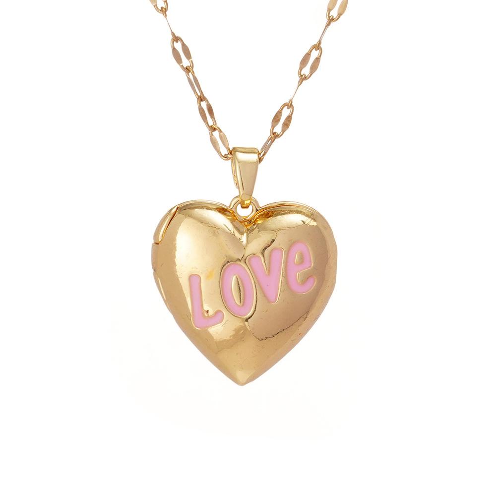 Vintage Simple Can Open Love Heart Photo Frame Pendant Necklace for Women Girls Y2K Creative Stainless Steel Chain Jewelry Gifts