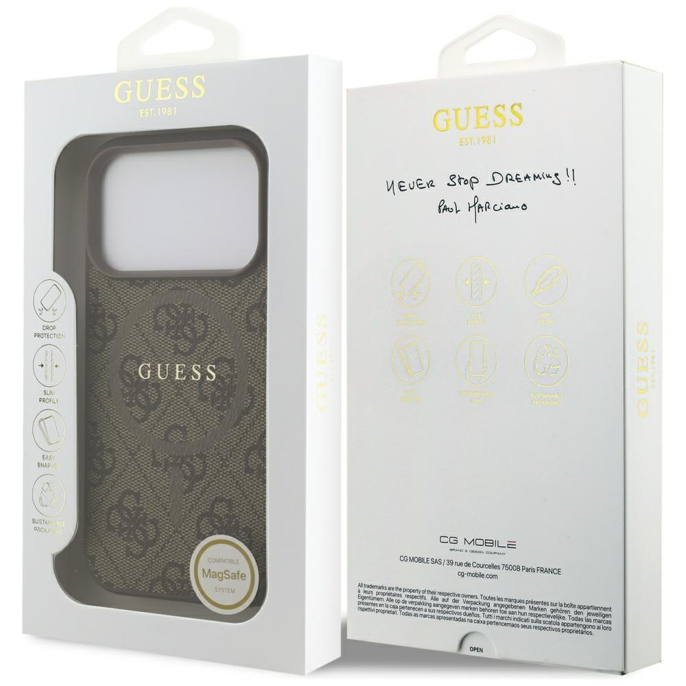 Guess 4G Ring Classic Logo MagSafe Case for iPhone 17 Pro Brown