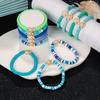 WTEMPO Summer Ocean-Themed Polymer Clay Bracelet Set Cute Stackable Stretch Bracelets & Anklet with Synthetic Turquoise and Sea Turtle Charms