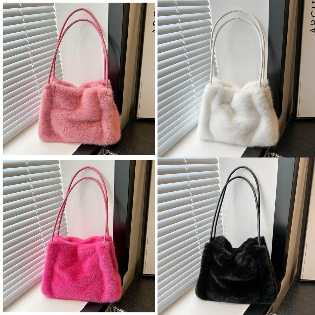 Plüschtasche für Damen mit Magnetverschluss und Innentasche für Handy für den lässigen täglichen Gebrauch