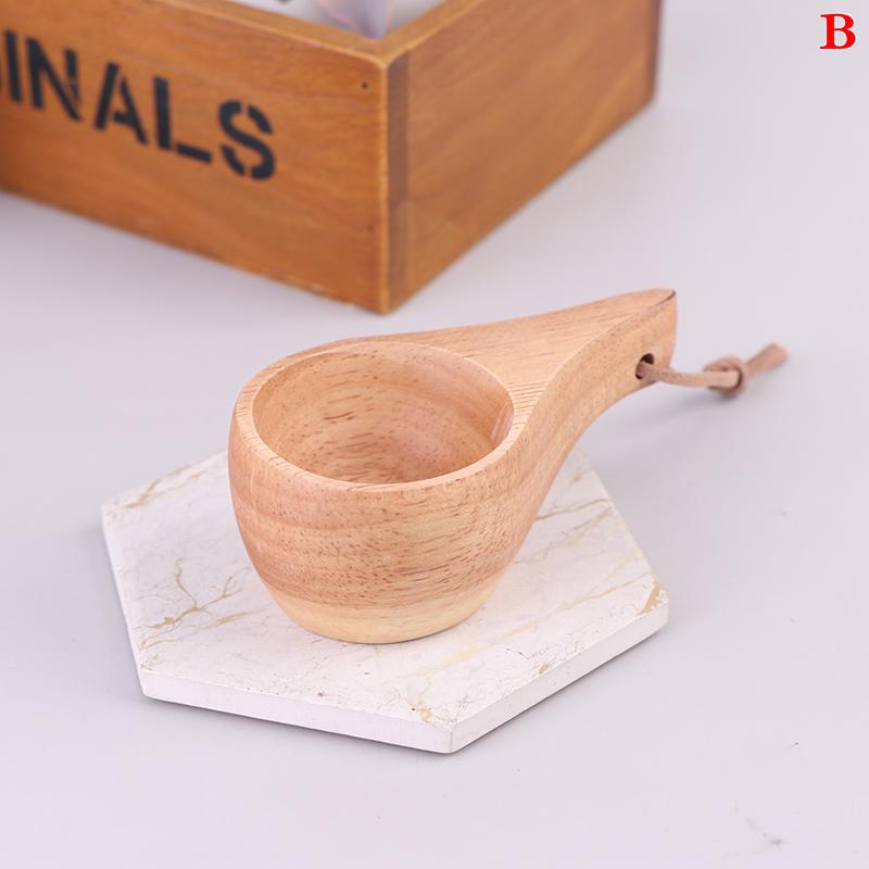 Finland Tea Cup Rubber Wood Small Wooden Mug Single Hole Water Coffee Cups