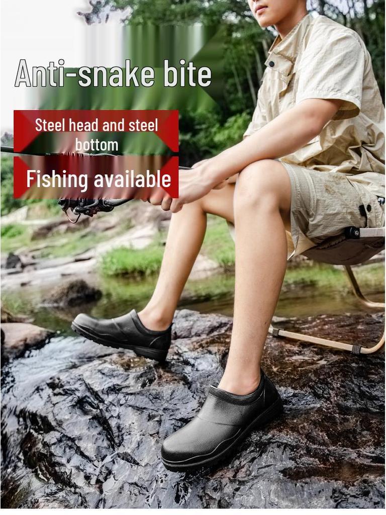 Men's Steel Toe Waterproof Construction Boots - Anti-Smash, Anti-Nail, Non-Slip, Wear-Resistant.