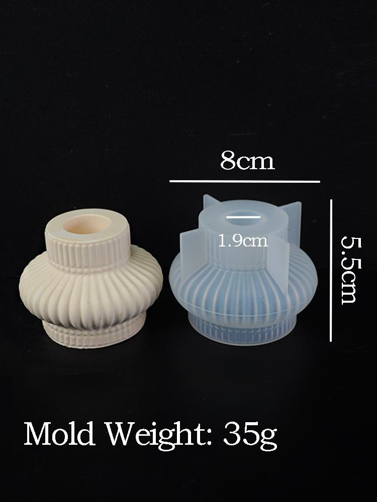 Geometry Stripe Candlestick Silicone Mold DIY Round Lantern Candle Holder Ornaments Molds Plaster Resin Crafts Making Home Decor