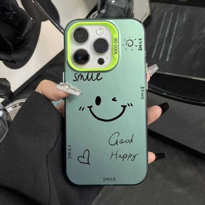 Simple smiley face is suitable for Apple 17Promax mobile phone case personalized case iPhone16/15ins wind 14 laser 13