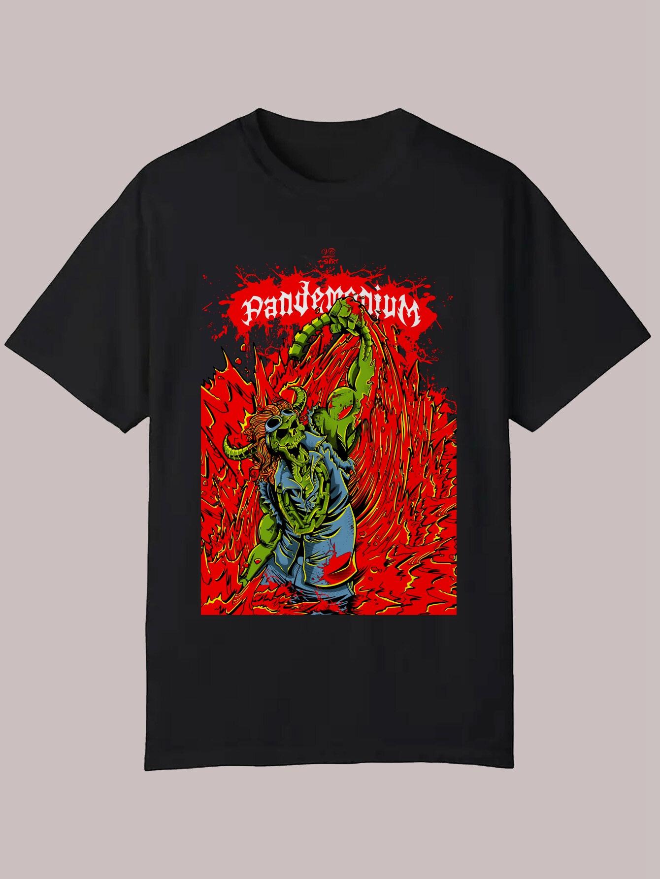Summer Casual Graphic T-shirt - Bold Pandemonium Design L
