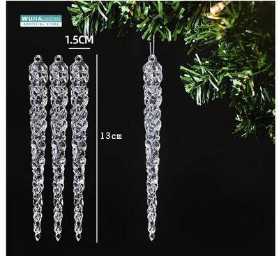 6Pcs 15cm Acrylic Icicle Christmas Ornaments Fake Ice Hanging Decorations For Winter Party New Year Festival Home Decor