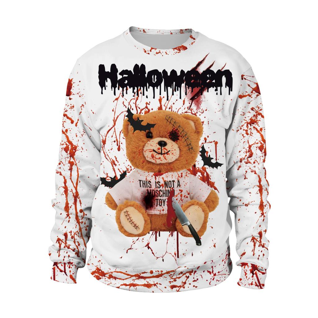 Hot-selling Halloween Series Digital Printing Loose Couple Long-sleeved Crew Neck Sweater
