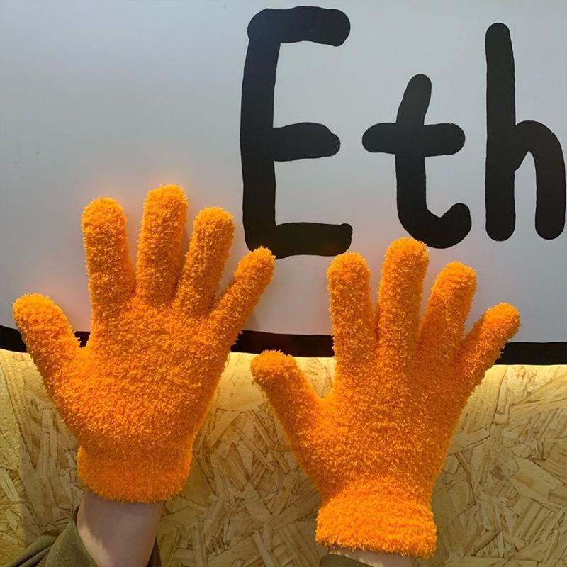 1Pair Anti Pilling Student Cute Writing Warm Gloves Gift Winter Fashion Coral Fleece Practicality Touchscreen Gloves Minimalist