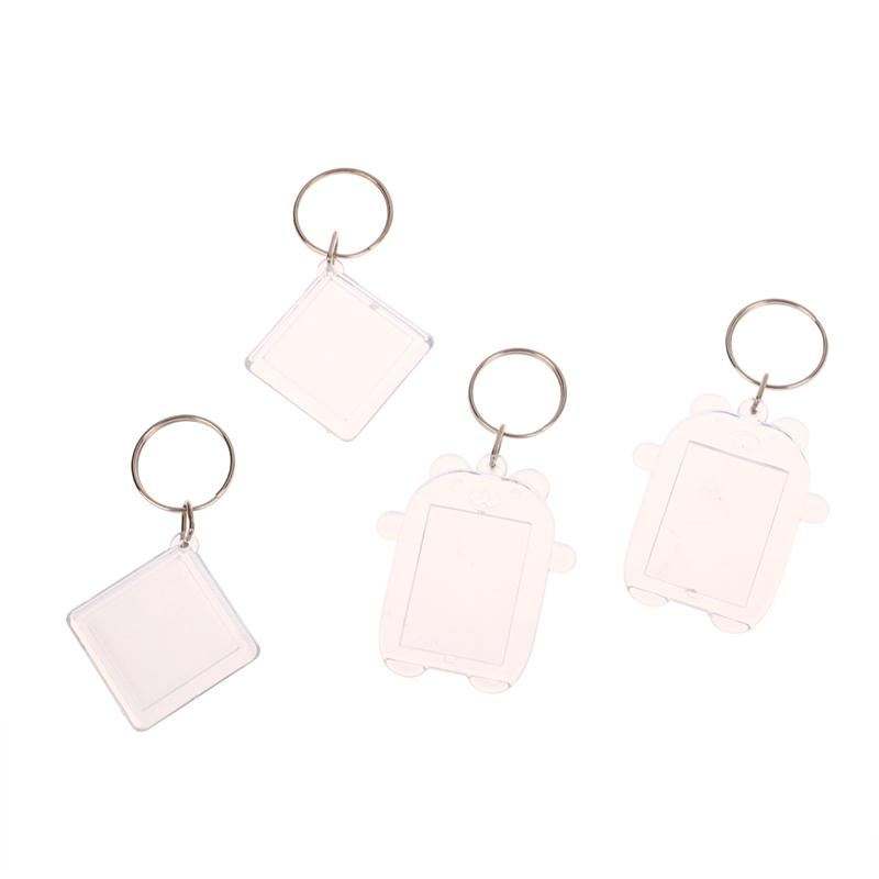 5Pcs Clear Bear Acrylic Blank Photo Frame Keychain Insert Photo Picture Frame Key Holder Diy Picture Frame Keyring Bag Pendant