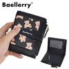 Baellerry Girl Short Wallet With Cartoon Bear Design And Coin Pocket For Daily Use