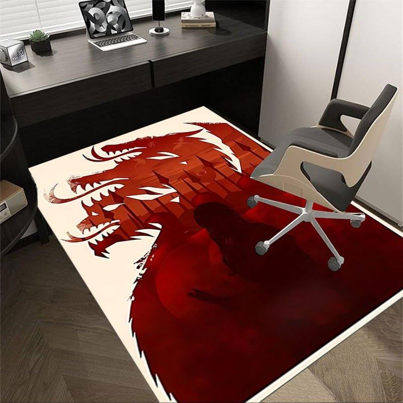 

1pc Fire and Blood Office Carpet Chair Mats, Home Decor Mat | Fantasy Theme Mat | Durable Mat, Dragon DecorB02 60cm by 90cm