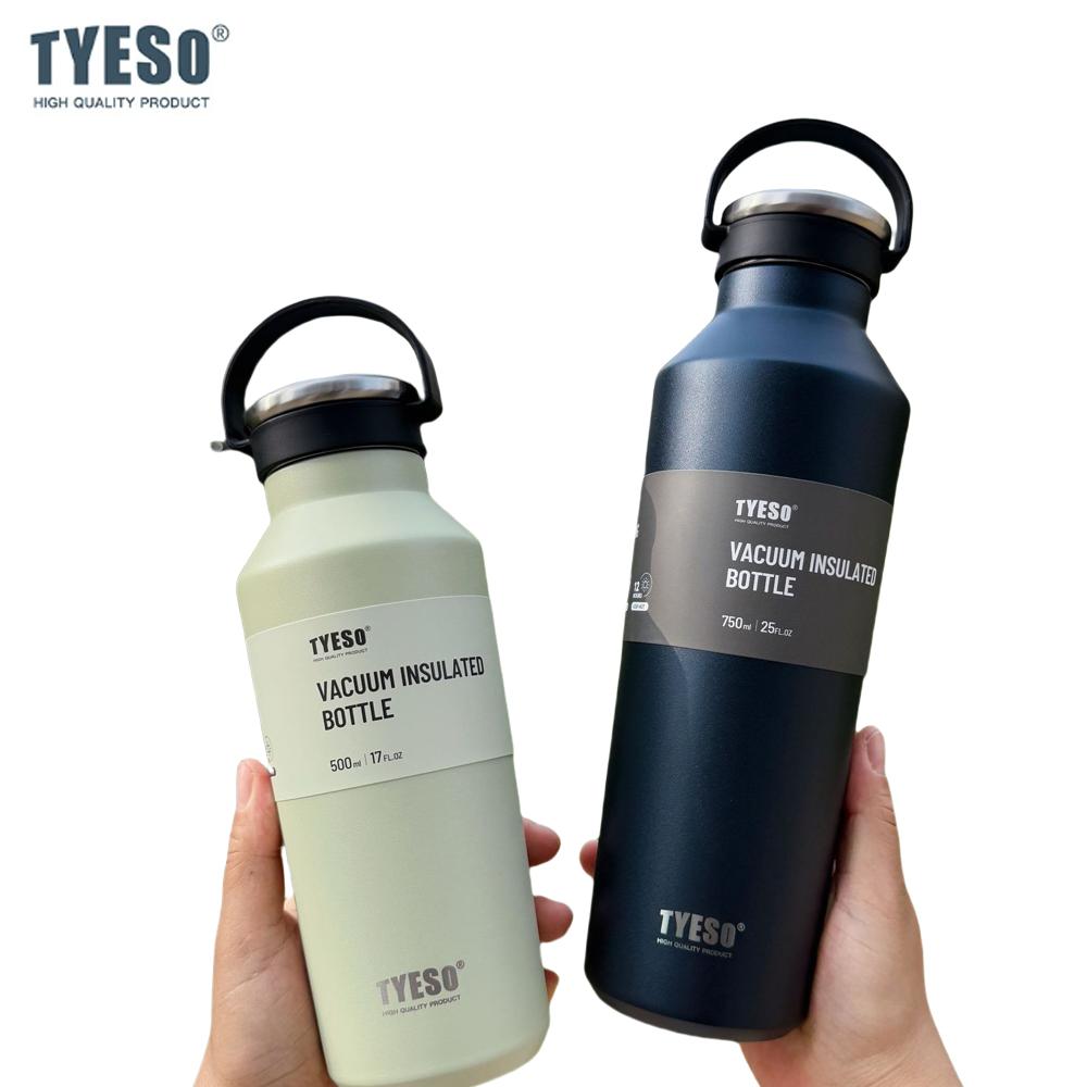 Tyeso 500ML Thermos Vacuum Insulated Water Bottle Durable Leak-Proof for Outdoor Sports Matte Finish Carry Portable Handle