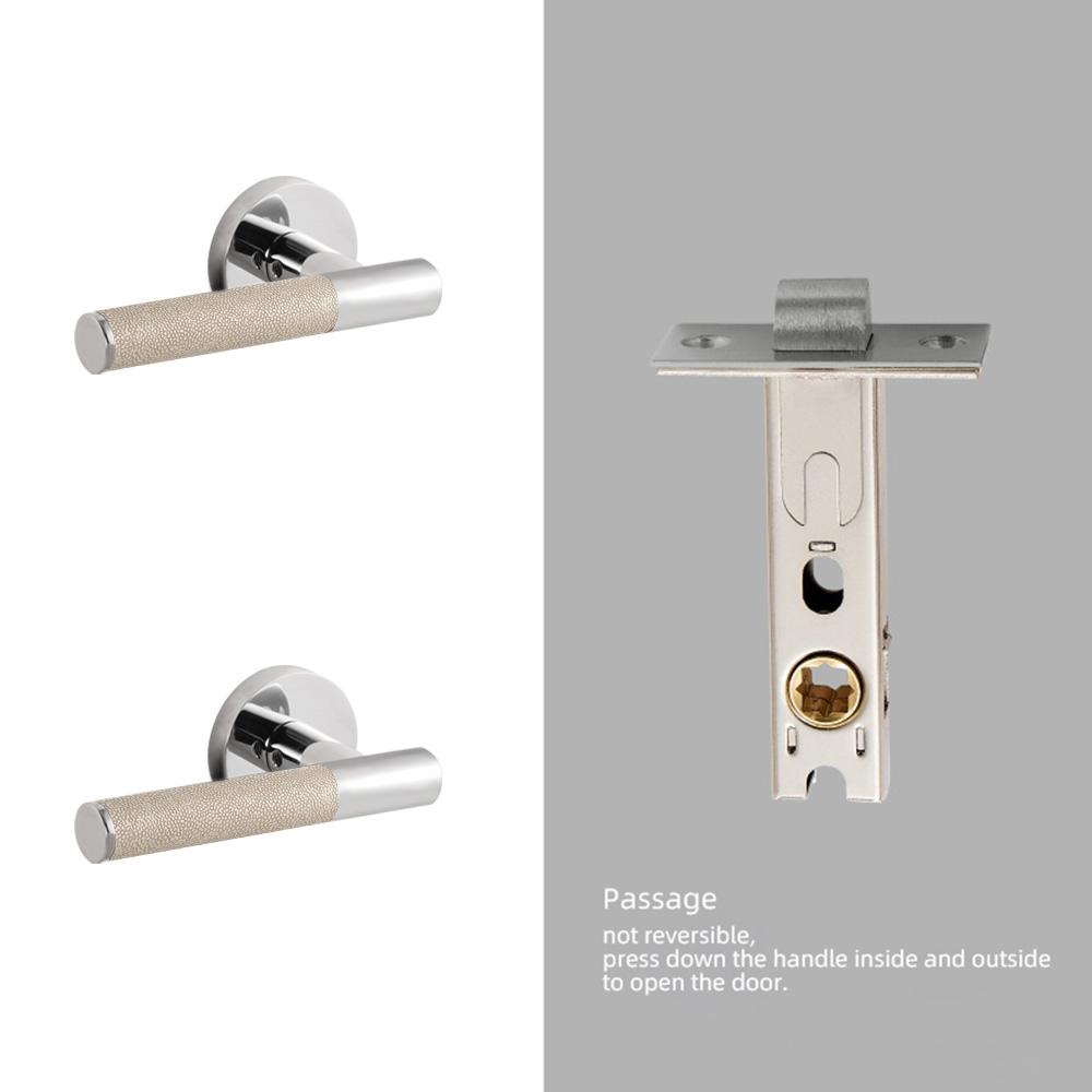 

Dooroom Brass New Gray Lychee Skin Door Lock Set Modern Style Interior Bedroom Bathroom Door Dummy Handle Hardware Door Locks