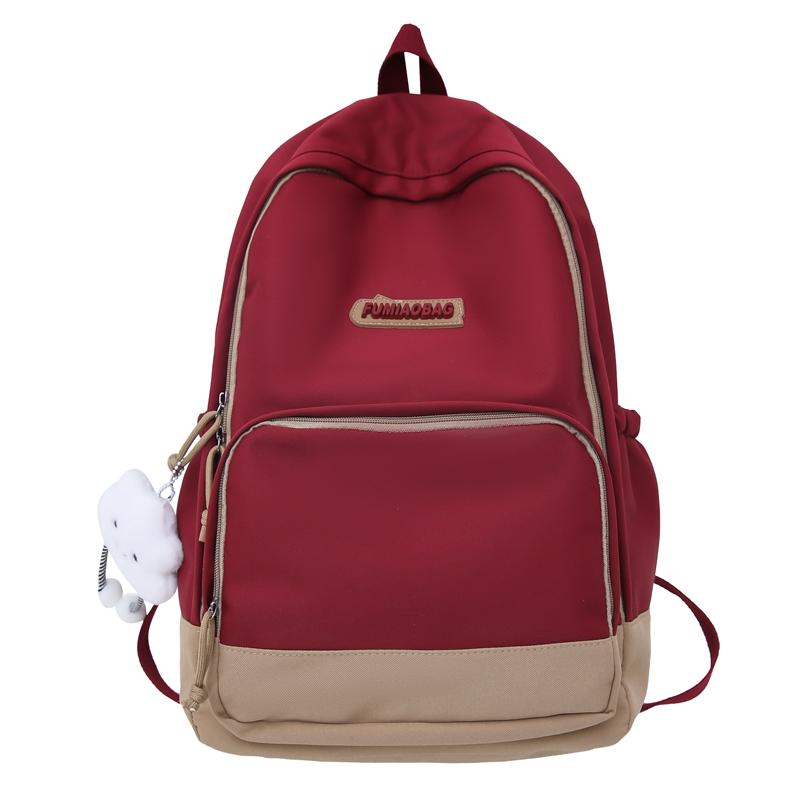 Lightweight Large Capacity Student Schoolbag Women Color Block Backpack