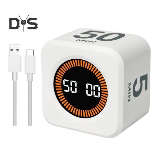 Digitaler Würfel-Pomodoro-Timer, visuelles Lernen, Fitness-Countdown, Produktivitäts-Timer mit Auto-Flip-Technologie, leiser Betrieb, Vibration und einstellbarer Ton