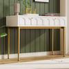 Kaptafel met 2 Lades 76,5 cm Hoogte, Ladekast Slaapkamer Highboard Wit Sideboard Ladekast, Crème-Wit -H76.5/B100/D45 cm