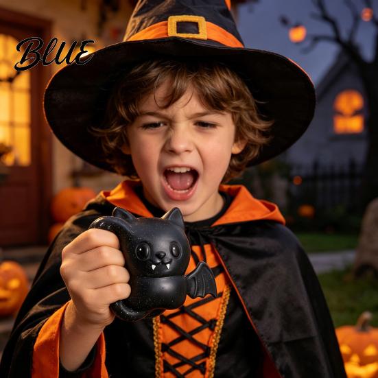 Halloween Sensory Fidget Glitter Bat Squeeze Stress Ball Soft TPR Slow Rising Toy Texture for Anxiety Relief Cute Decompression Decor Trick