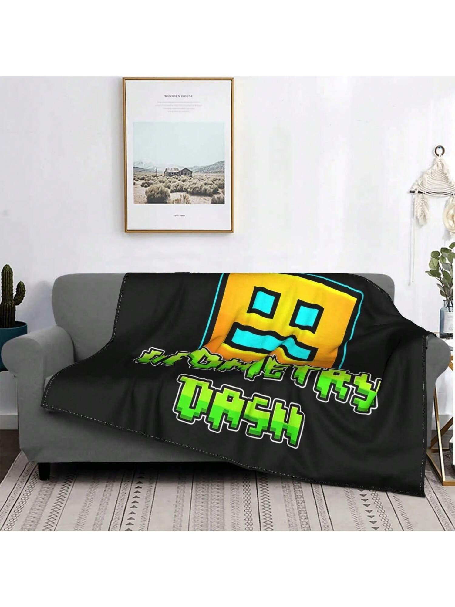 

Geometry Dash Blanket Portable Fleece Sofa Throw Blanket For Home Bedroom Outdoor Throws Bedspread Quilt 75X95CM сірий колір