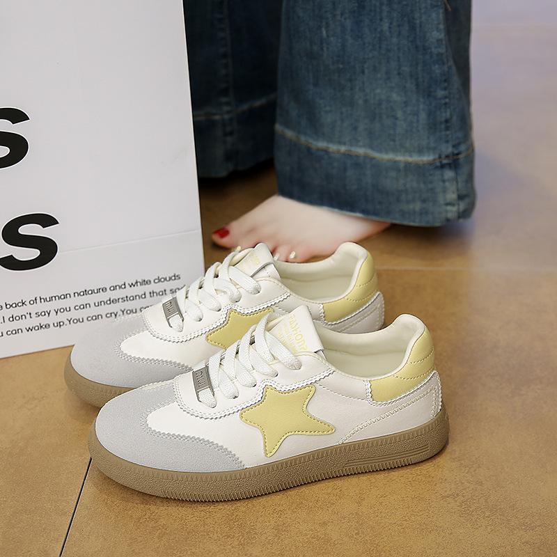 Little white shoes women's 2025 new versatile summer thin breathable board shoes with skirts high-end soft leather star shoes