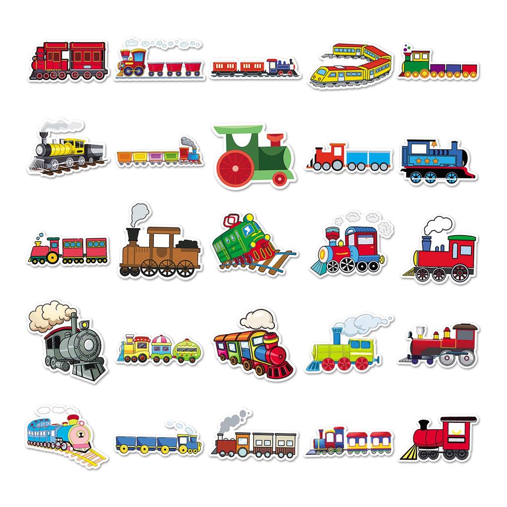 50 Sheets of Cute Train Cartoon Stickers - Waterproof DIY for Phones & Suitcases