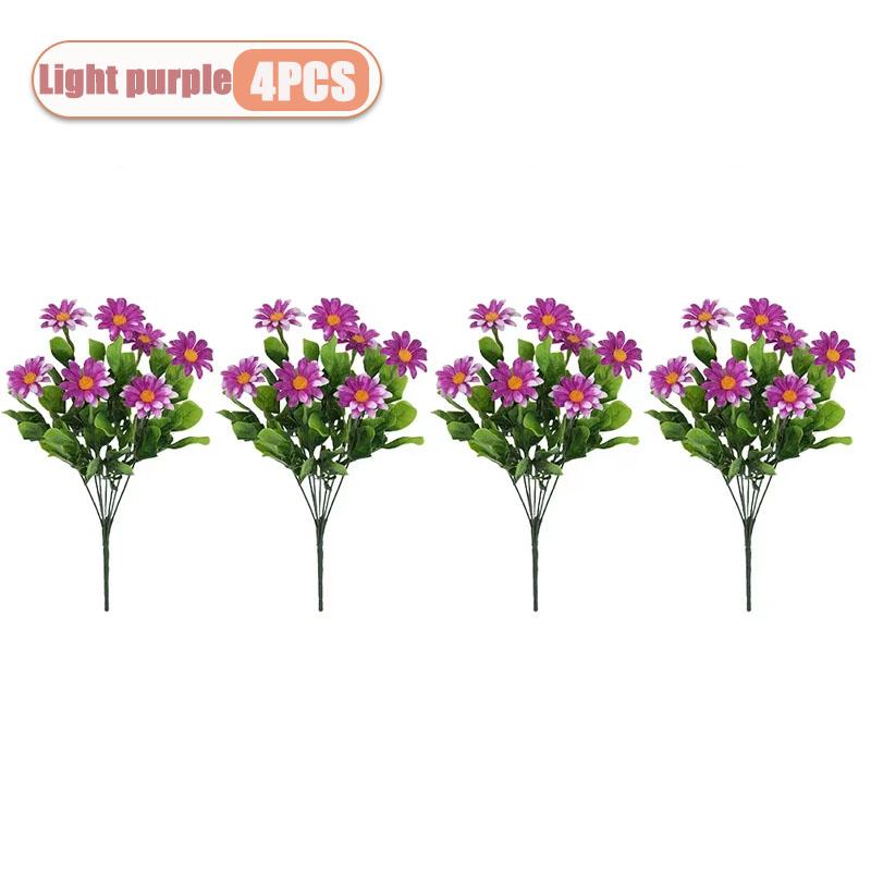 2-8PCS Artificial Plastic Chrysanthemum Faux Daisy Outdoor Faux Flowers Fence Decor Fake Plants Exterior Home Decoration