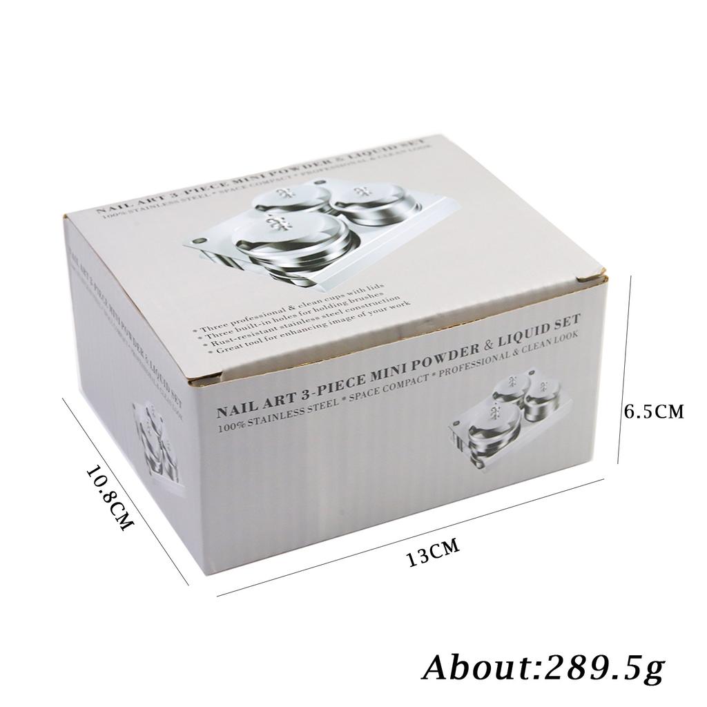 Nail Art Stainless Steel Cup 3-Piece Set Stainless Steel Cup Stainless Steel Liquid Cup Crystal Liquid Cup Disinfection Cup