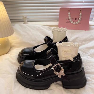 Sweet Cool Small Leather Shoes Female Spring and Fall Retro Thick Bottom Shallow Mouth Mary Jane Single Shoes Female Fashion Women Breathable Shoes
